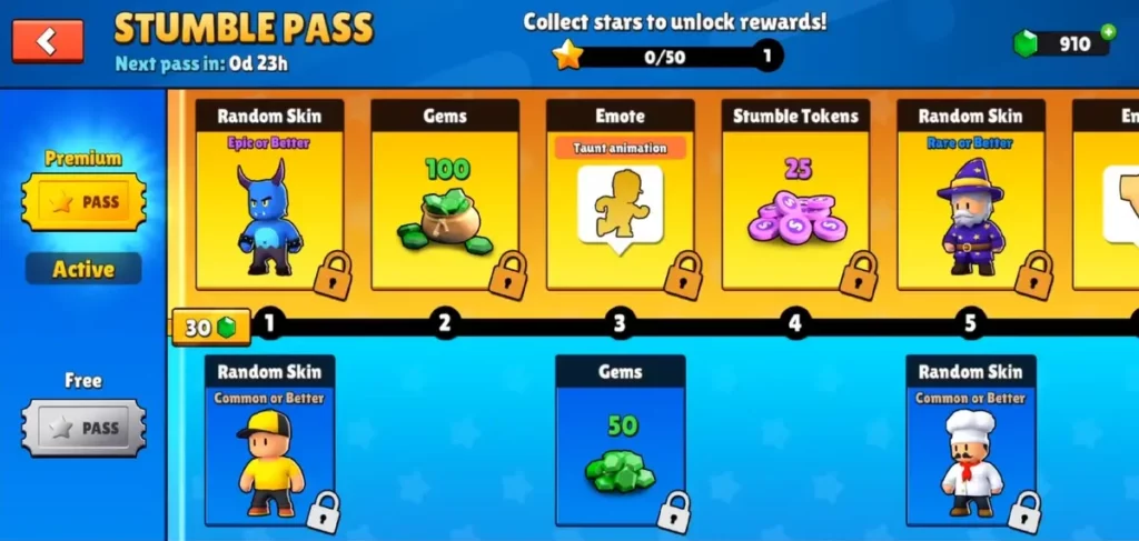 Tokens and Gems from Stumble Passes