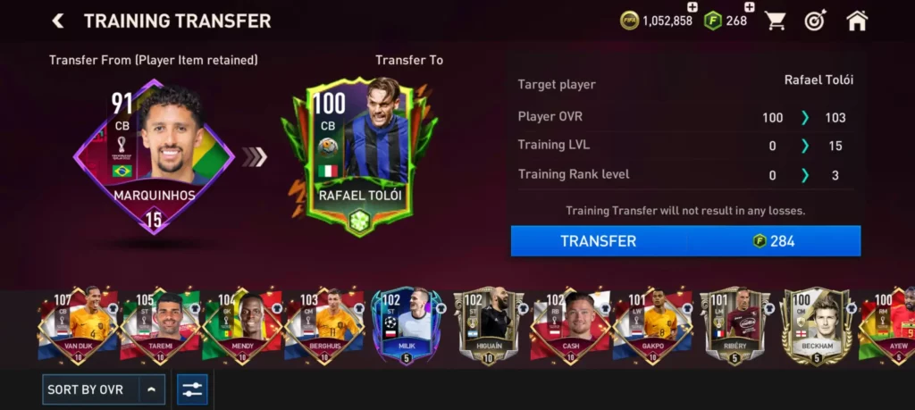 How to Transfer Training in FIFA Mobile Guide